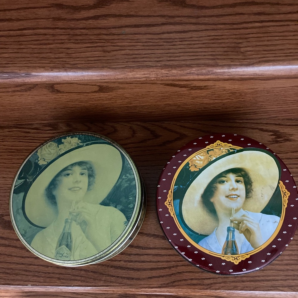 2 Coca Cola Red and Yellow Storage Tins